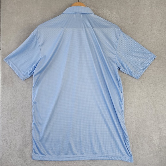 Collars & Co Polo Shirt Mens Size 2XL Blue Houndstooth Semi Spread Travel NEW - Picture 3 of 8